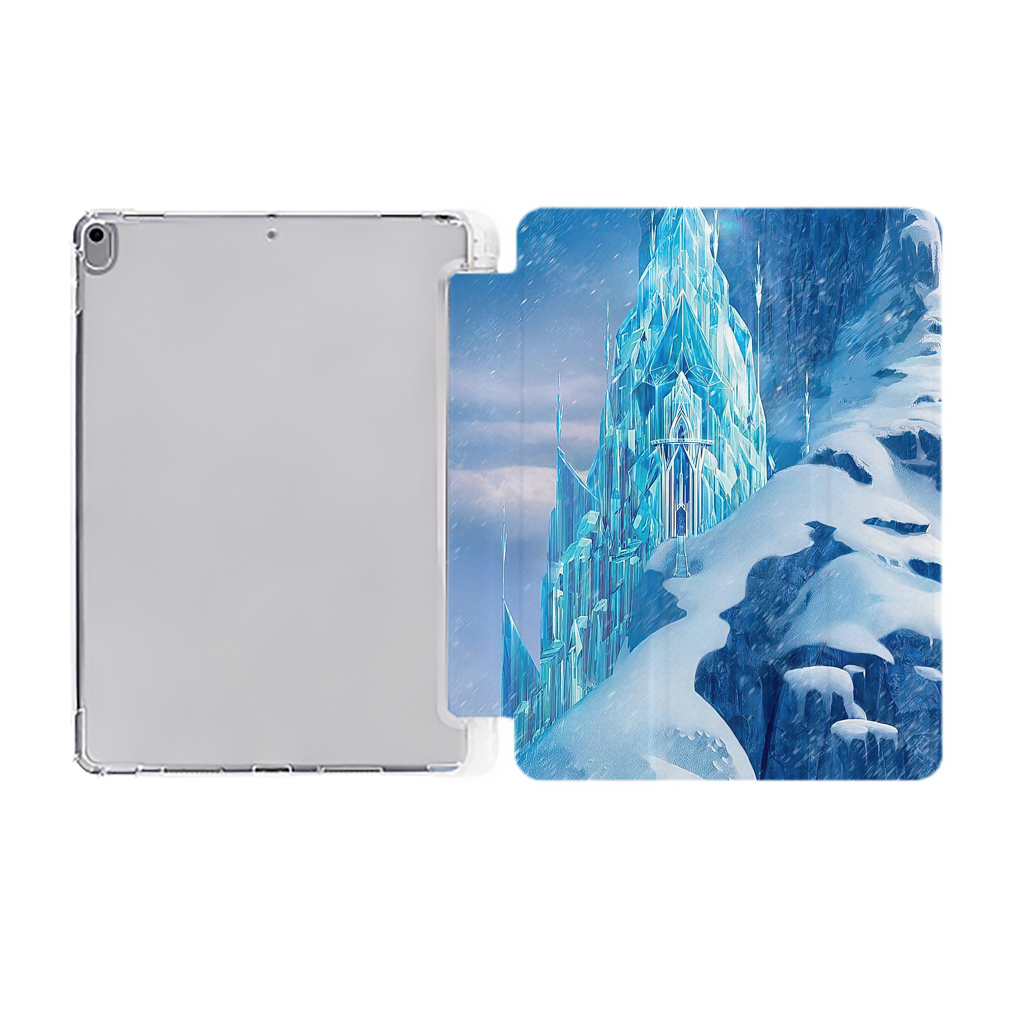 （画像用） アナと雪の女王 アンナ エルサ Frozen Anna Elsa IPad ケース ペン収納付き 三つ折りスタンド PUレザー×シリコン 対応機種9.5/10.5/10.9インチ